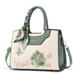 Elegant Embroidered Ladies Handbag with Scarf Handle