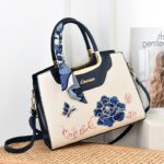 Elegant Embroidered Ladies Handbag with Scarf Handle - Image 3
