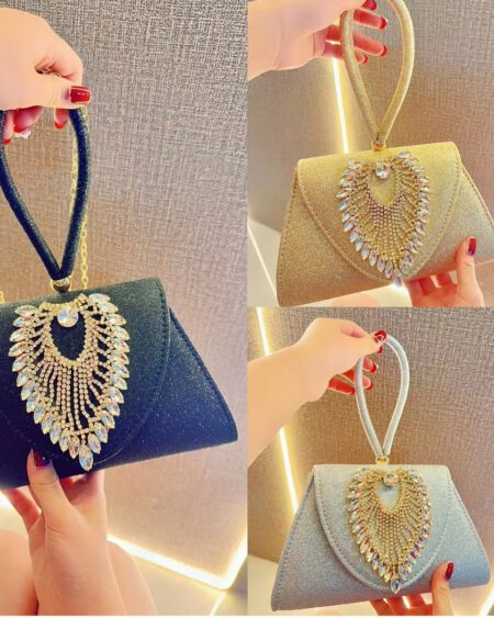 Luxury Crystal Embellished Designer Party Clutch Bag