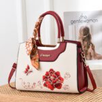 Elegant Embroidered Ladies Handbag with Scarf Handle - Image 2