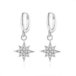 Women’s Silver Star & Moon Hoop Earrings – Elegant Design - Image 3